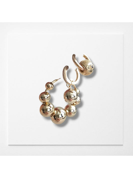 Premium Seri Kadın 3'lü Top Detaylı Küpe Set