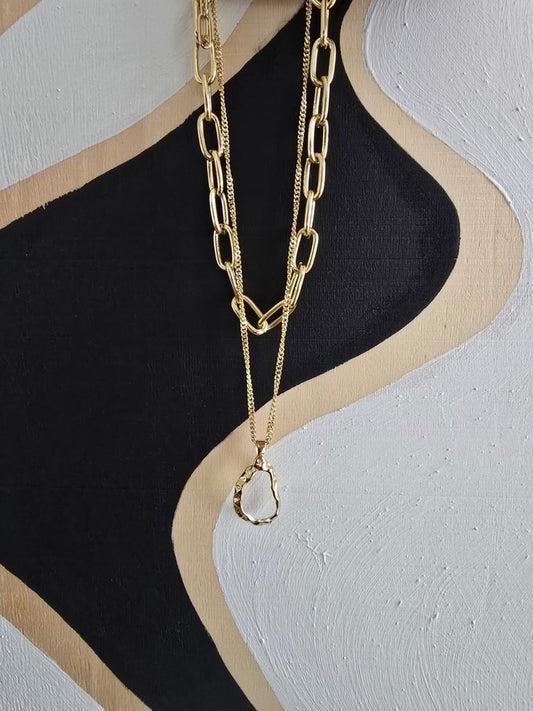 Premium Seri Kadın 2'li Zincir Tasarım Kolye (KOD-9978)