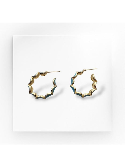 Premium Seri Kadın Turkuaz Mineli Halka Küpe