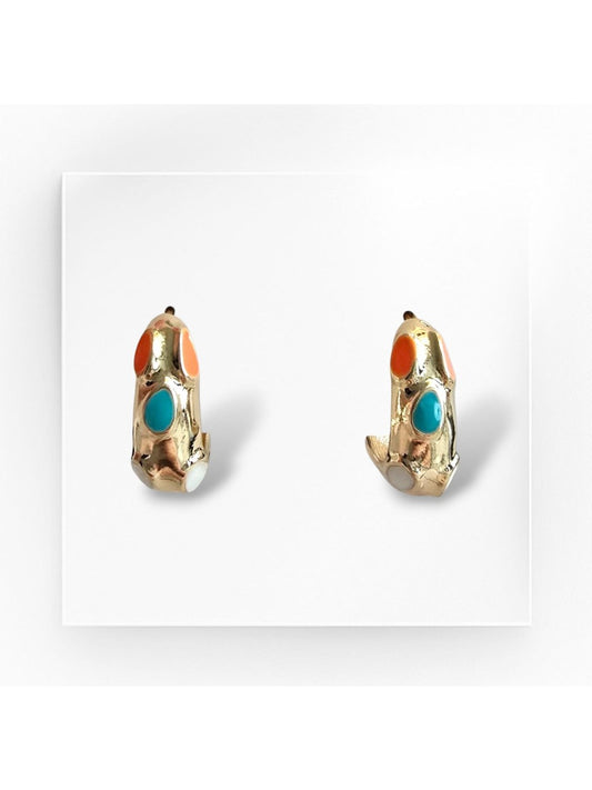 Premium Seri Kadın Dalgalı Mineli Halka Küpe  (KOD-9976)