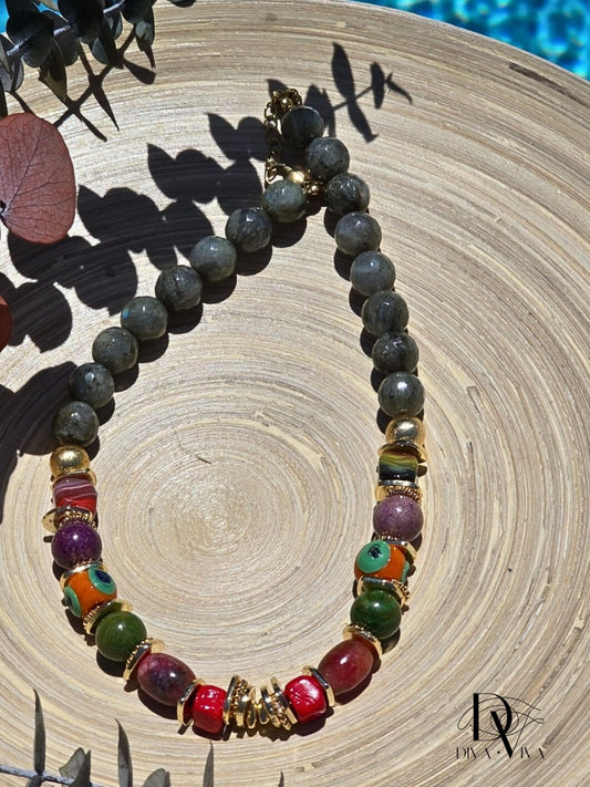 Soleia XVIII – Eye Mosaic Labradorit Kolye (KOD-210)