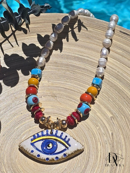 Soleia XXII – Azure Eye Amulet Kolye (KOD-214)