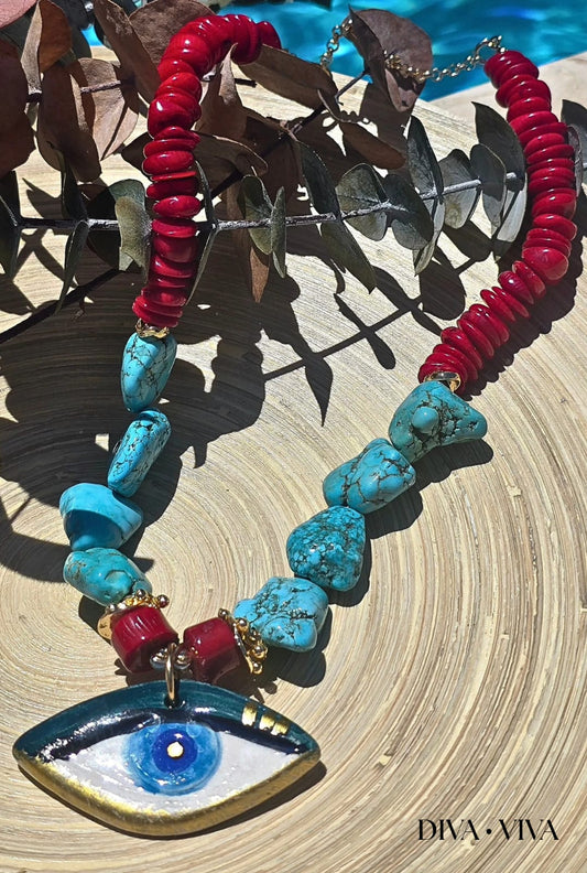 Soleia IV – Desert Eye Doğal Mercan Kolye (KOD-179)