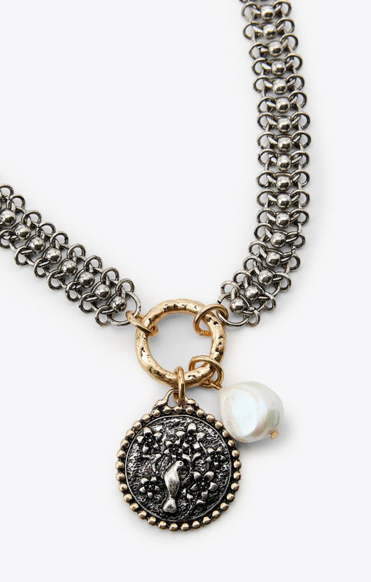 Muse Necklaces - 3'lü Zincir Madalyon Trend Kolye (KOD-370)