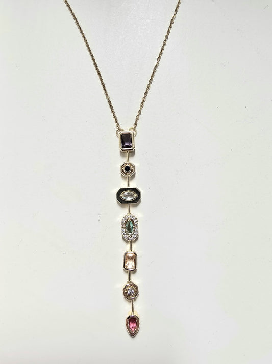 VIP Seri Kadın Renkli Taşlı Marka Model Tasarım Çelik Y Kolye (DML9989)