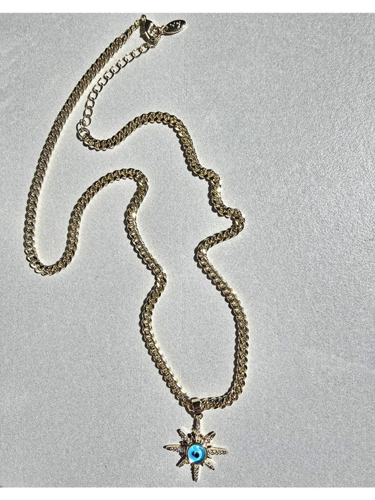 Premium Seri Kadın Xuping Nazar Boncuklu Kutup Yıldızı Uzun Zincir Kolye (DML9992)