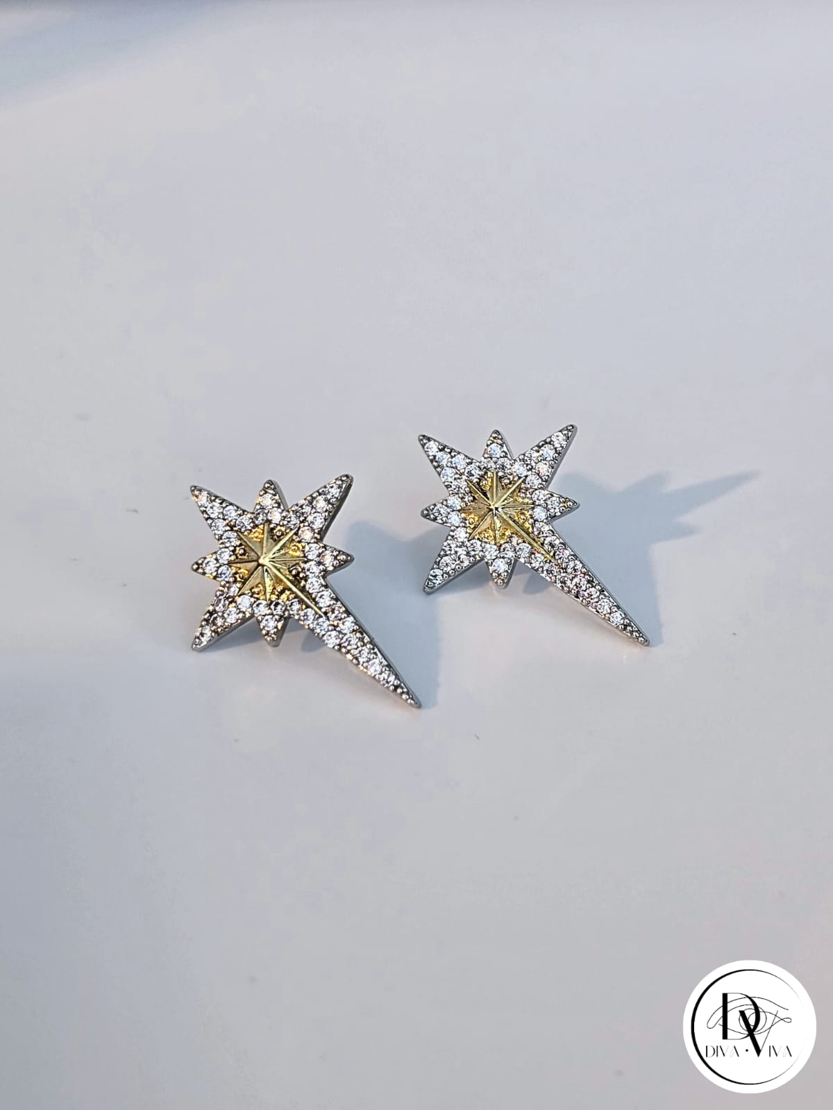 Glow Earrings – Gold Kaplama Kutup Yıldızı Zirkon Detaylı Küpe (KOD-311)