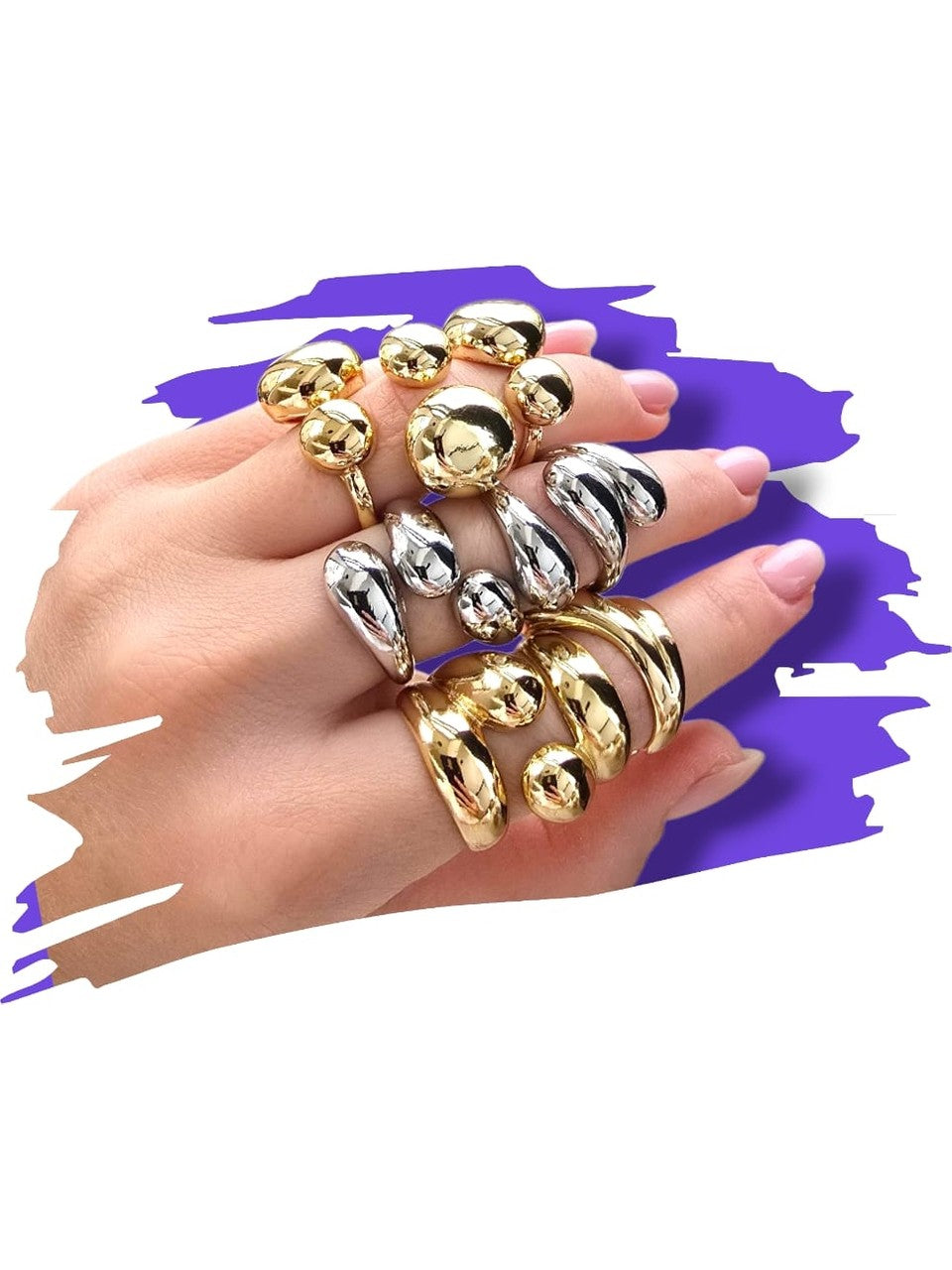 Premium Seri Kadın Zarif Tasarım Dalgalı Bijuteri Yüzük