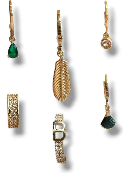 Premium Seri Kadın Bohem Tasarım "b" Cuff'lı 6'lı Küpe Seti