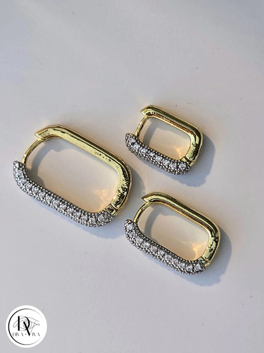 Glow Earrings – Gold Kaplama Taş Detaylı 3'lü Küpe Set (KOD-346)