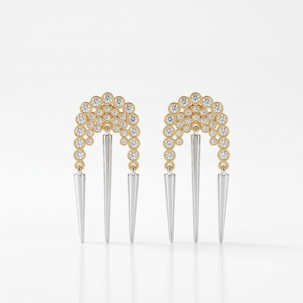 Gold & Silver Kaplama Pirinç Tasarım Küpe