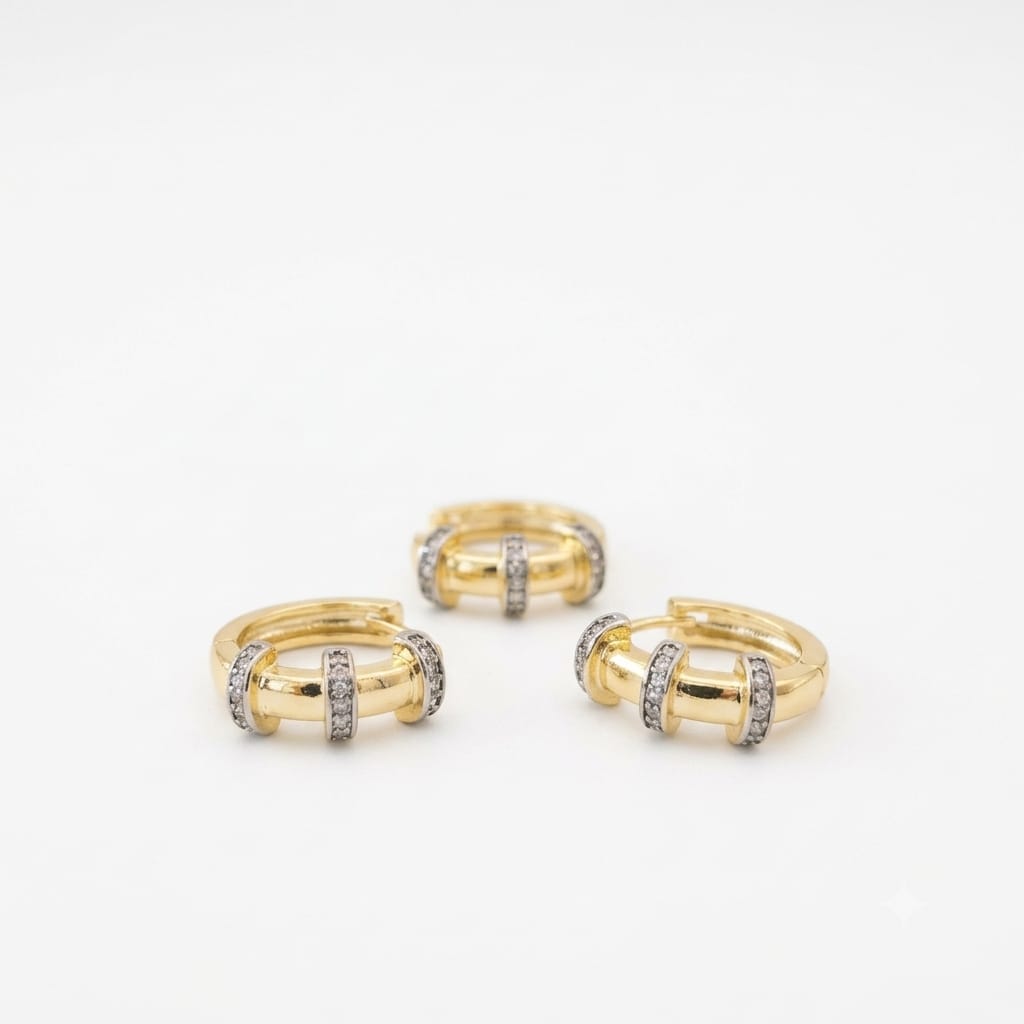 Gold Kaplama Pirinç 3lü Halka Küpe Set
