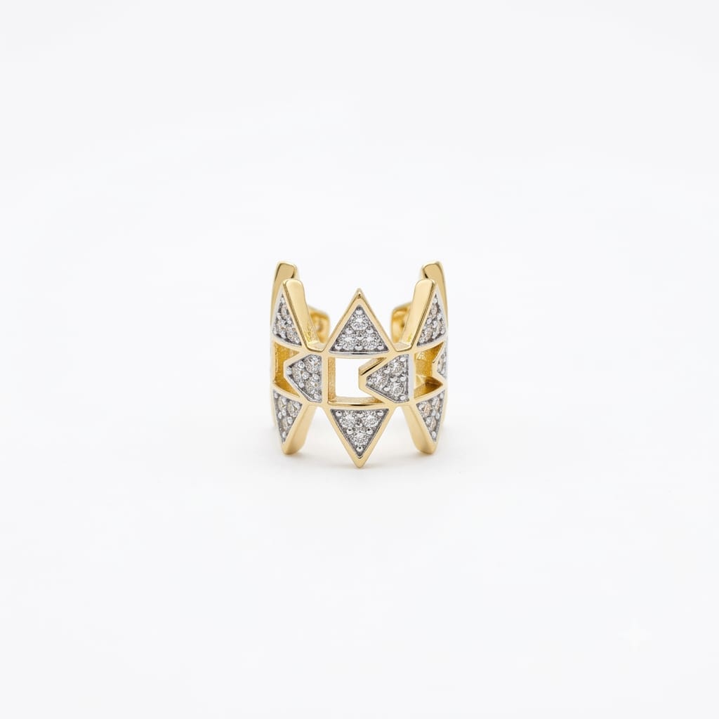Gold Kaplama Pirinç Tasarım Earcuff