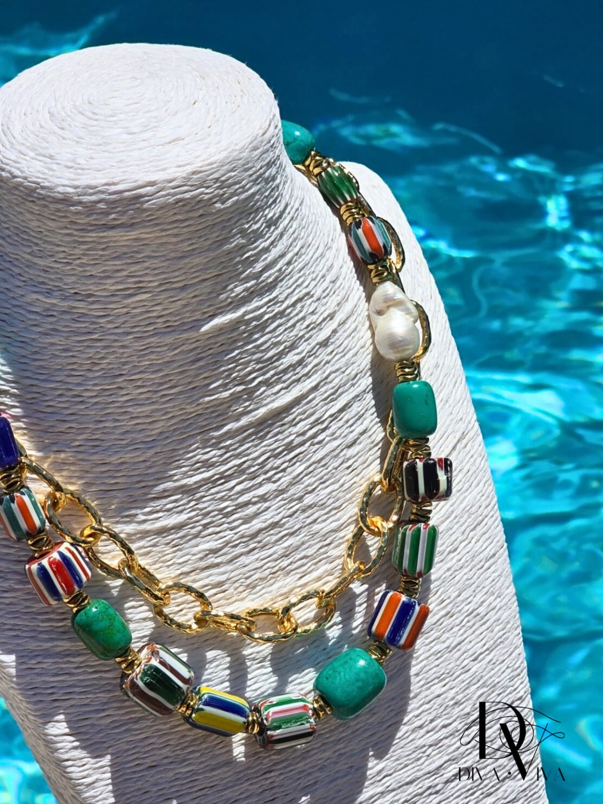 Soleia XVII – Tribal Beads Chevron Rondela Boncuk Kolye (KOD-209)