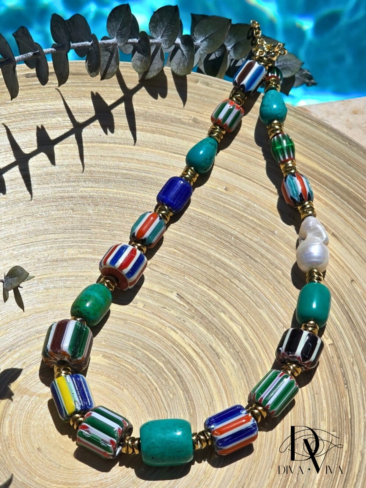 Soleia XVII – Tribal Beads Chevron Rondela Boncuk Kolye (KOD-209)