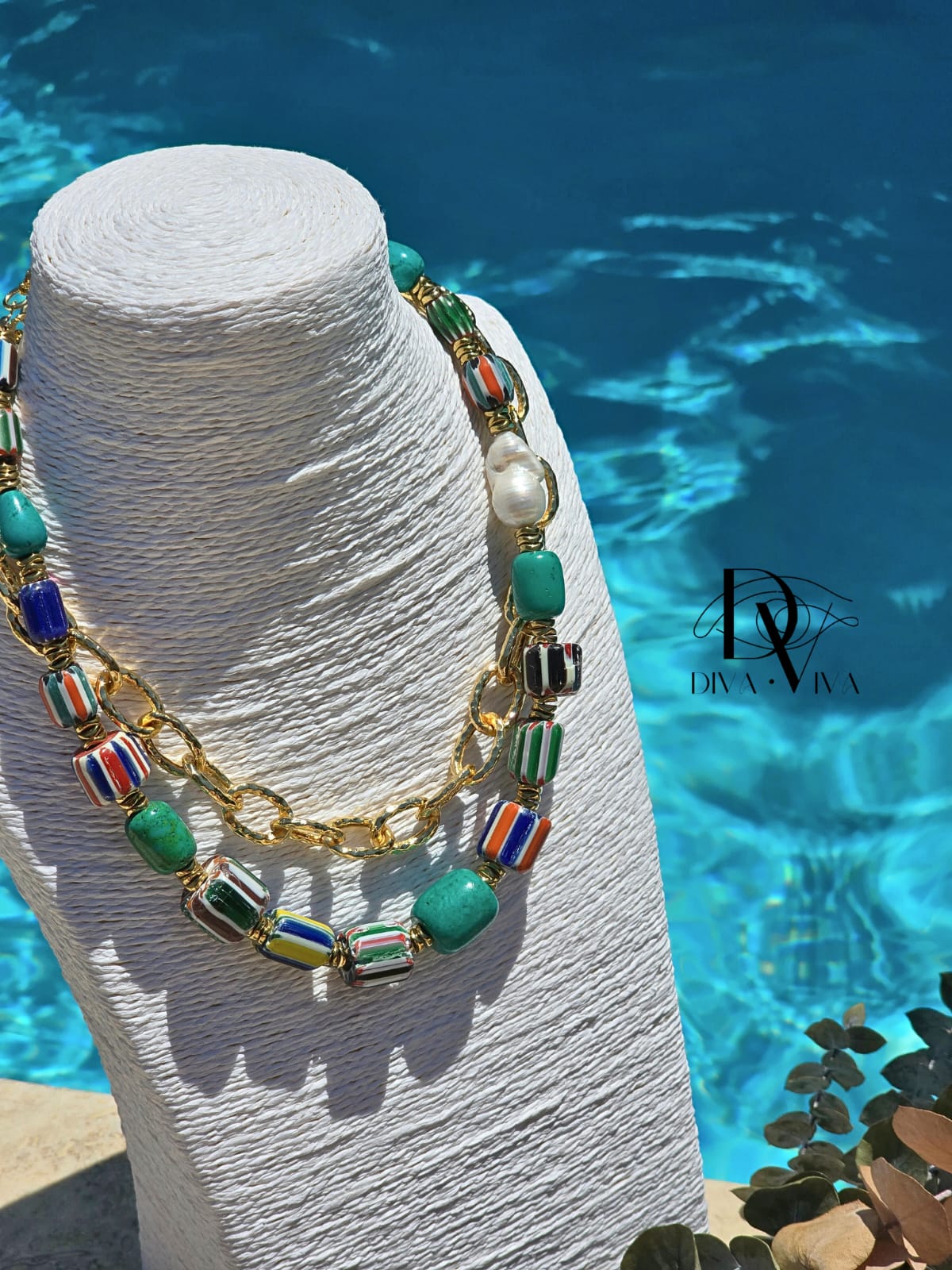 Soleia XVII – Tribal Beads Chevron Rondela Boncuk Kolye (KOD-209)