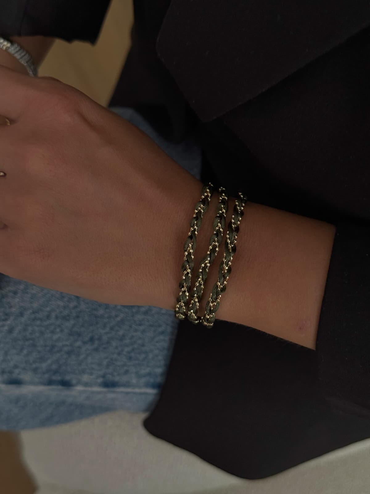 Multi Style Dorika Zincirli İp Detaylı Bileklik (KOD-378)