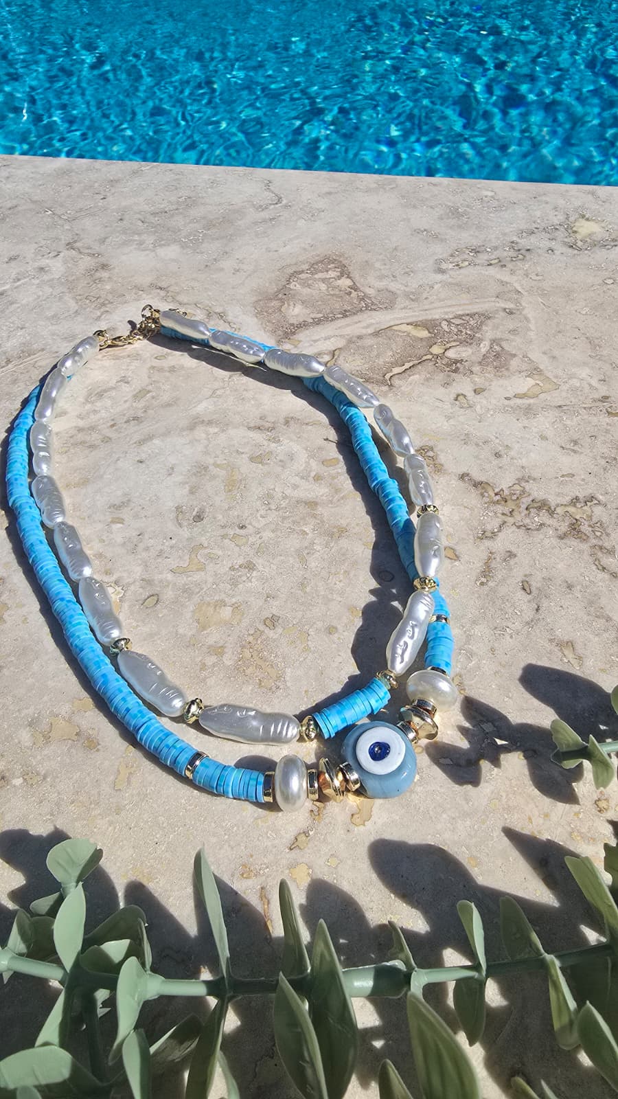 Nazar Katmanlı Fimo Boncuk Kolye (KOD-492)