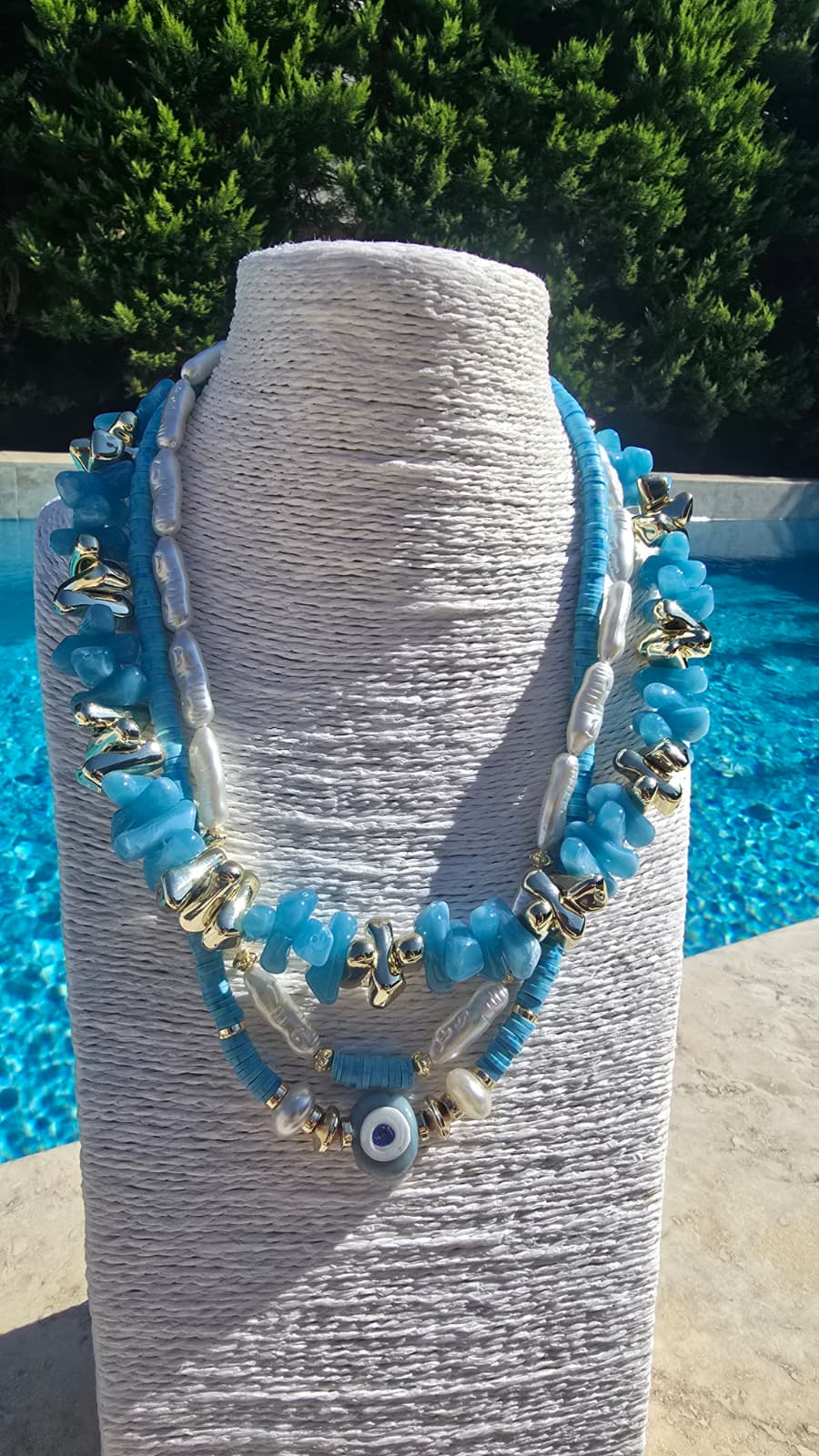 Azure Breeze Boncuk Kolye (KOD-490)