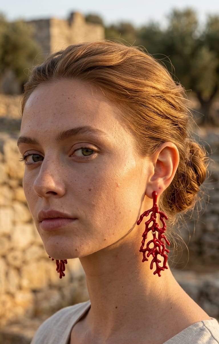 Coral Drop Sallantılı Küpe
