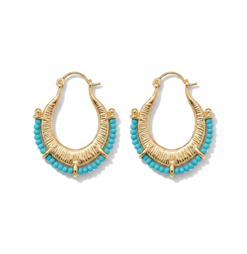 Boho Turquoise Halka Küpe