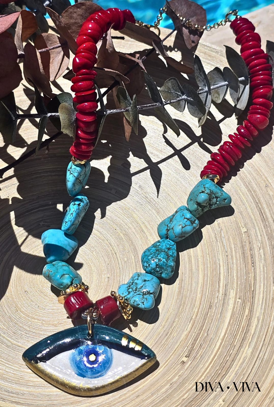 Soleia IV – Desert Eye Doğal Mercan Kolye (KOD-179)