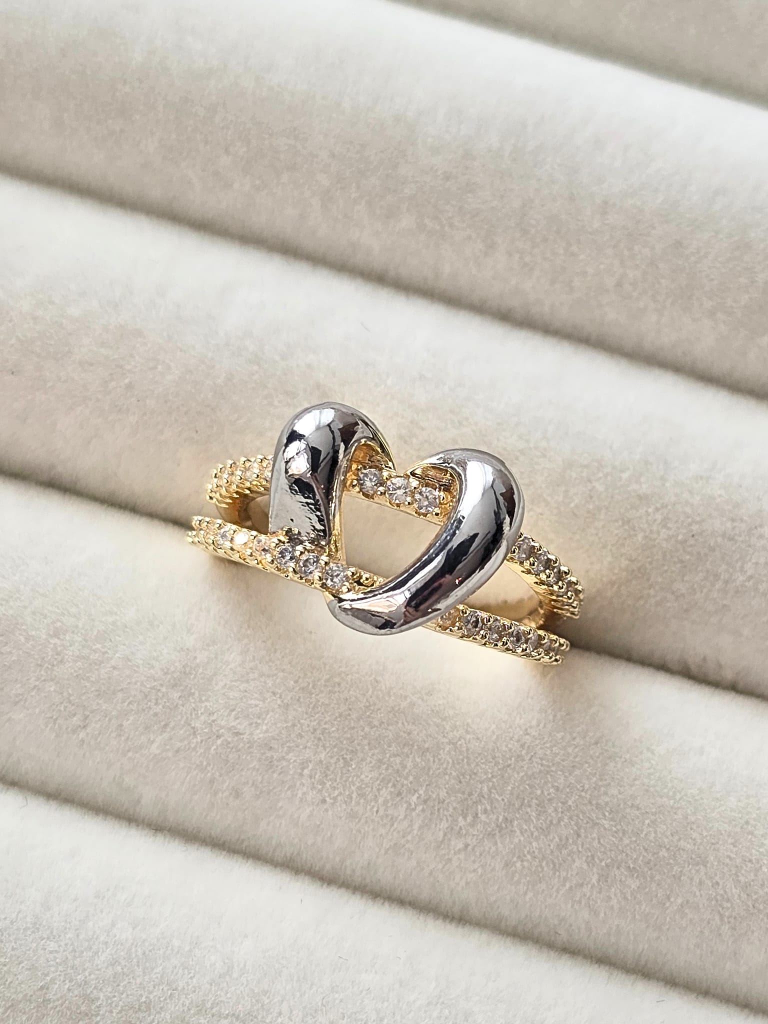 Endless Love Çift Bantlı Kalp Yüzük (KOD-425)