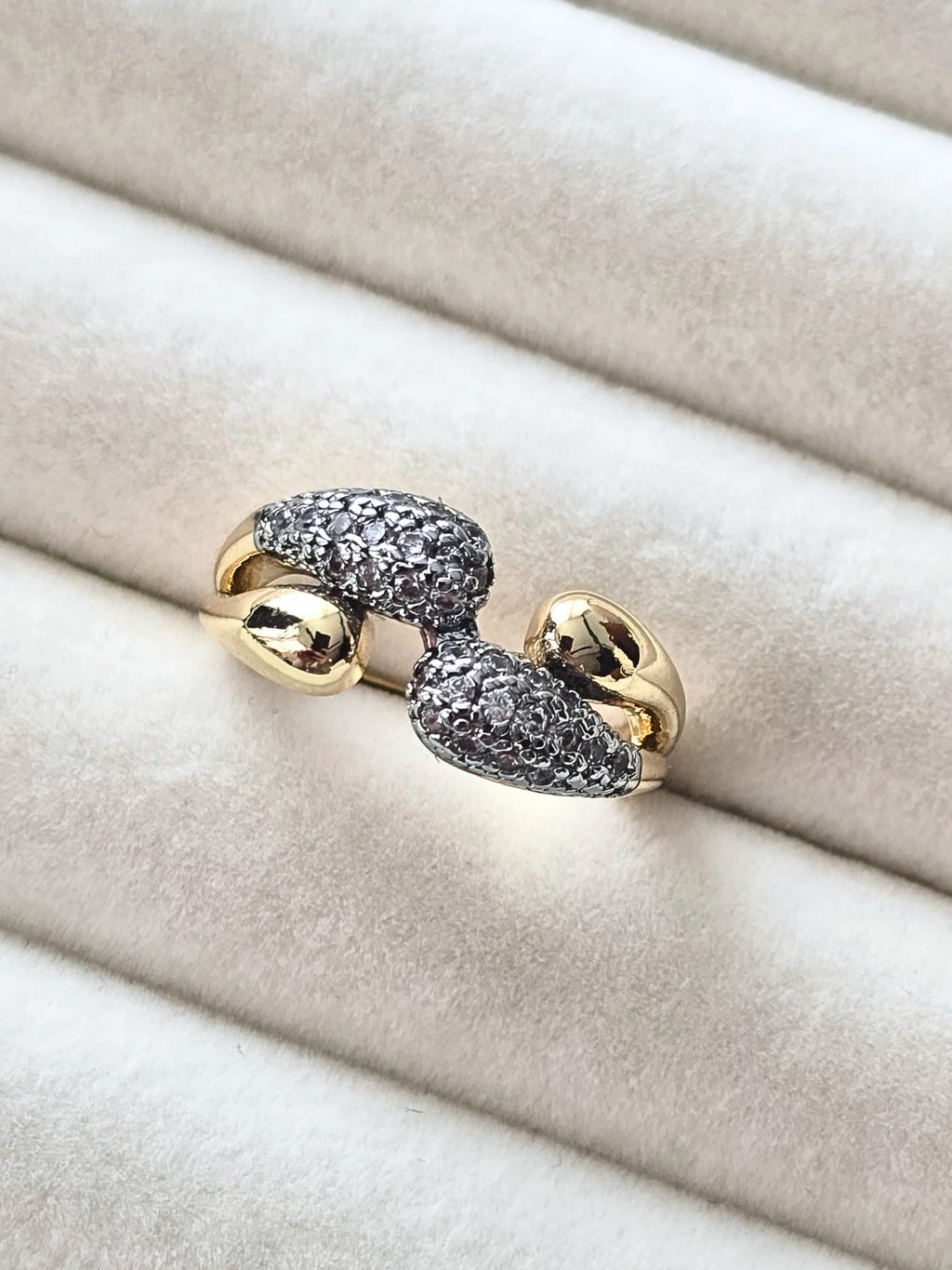 Noir Pebble İkili Form Yüzük (KOD-430)