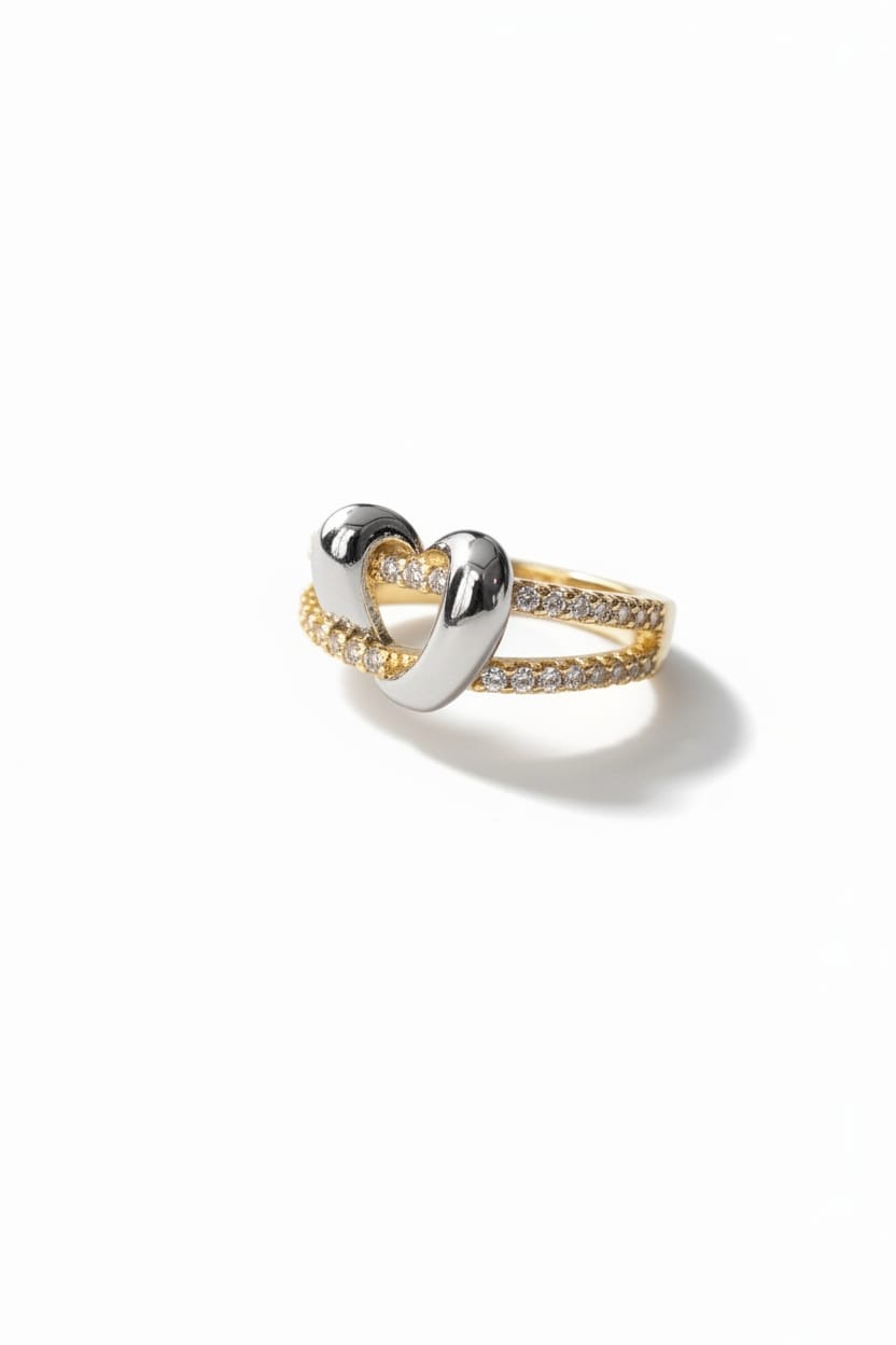 Endless Love Çift Bantlı Kalp Yüzük (KOD-425)