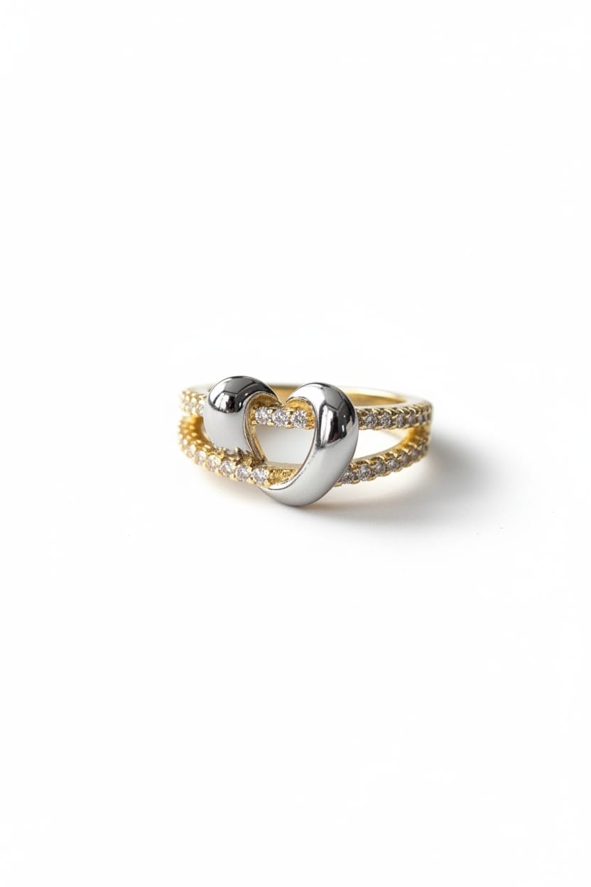 Endless Love Çift Bantlı Kalp Yüzük (KOD-425)