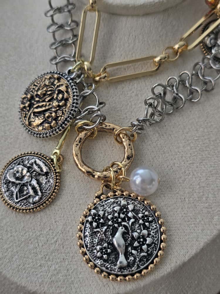 Muse Necklaces - 3'lü Zincir Madalyon Trend Kolye (KOD-370)