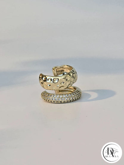 Glow EarCuff – Gold & Silver Kaplama Zirkon Detaylı (KOD-306)