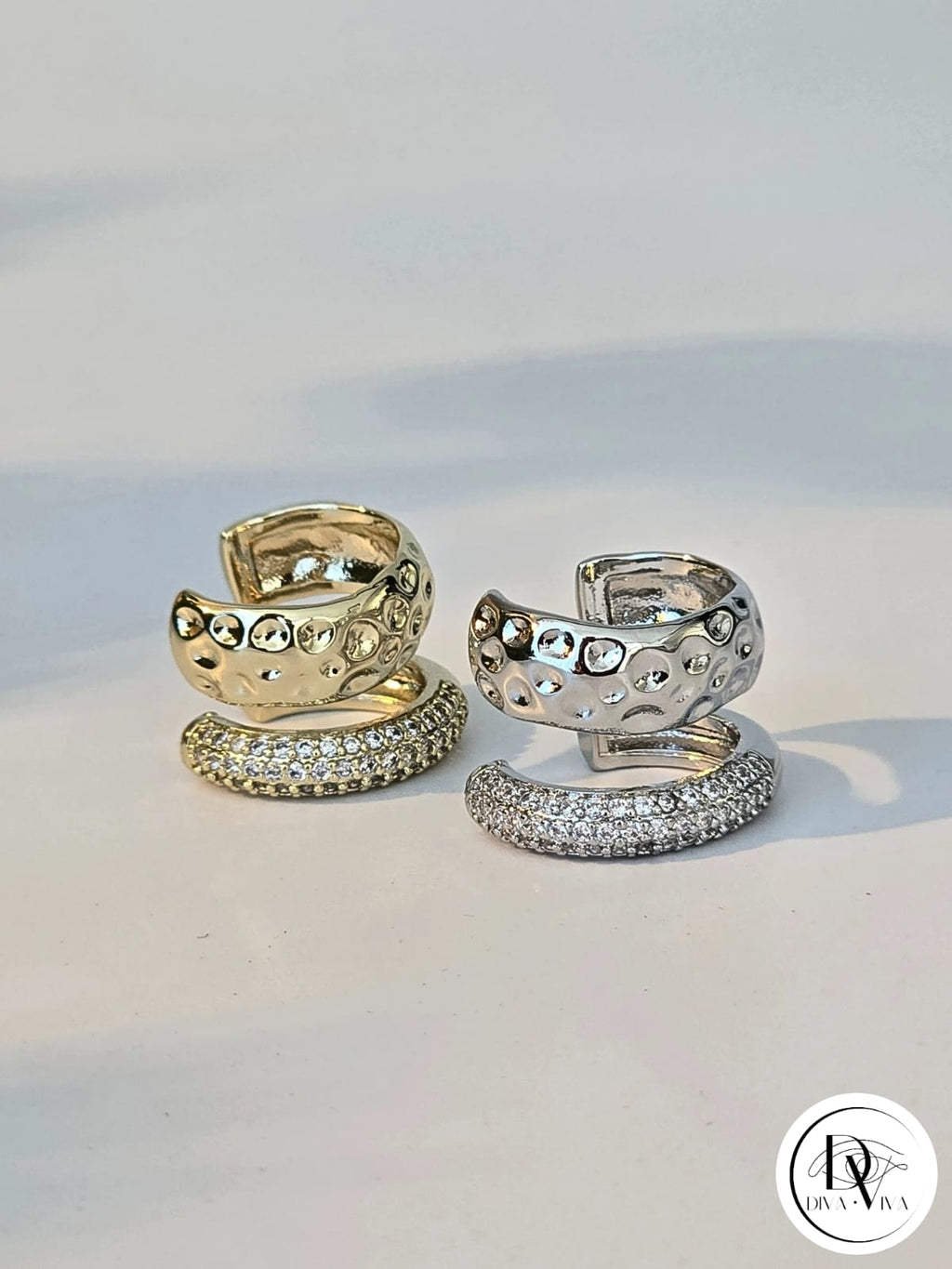 Glow EarCuff – Gold & Silver Kaplama Zirkon Detaylı (KOD-306)