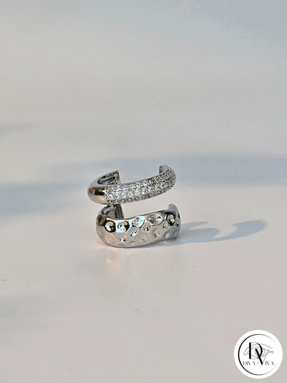 Glow EarCuff – Gold & Silver Kaplama Zirkon Detaylı (KOD-306)