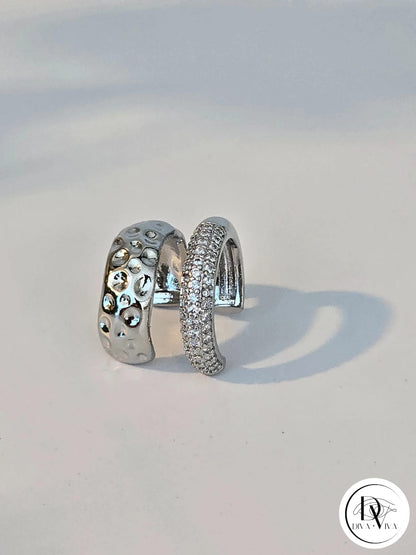 Glow EarCuff – Gold & Silver Kaplama Zirkon Detaylı (KOD-306)