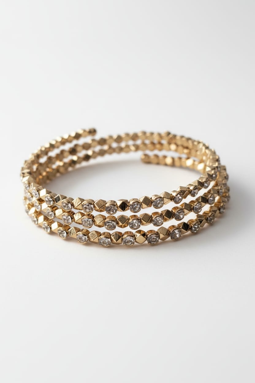 Crystal Glow Sarmal Küp Detaylı Bileklik (KOD-452)