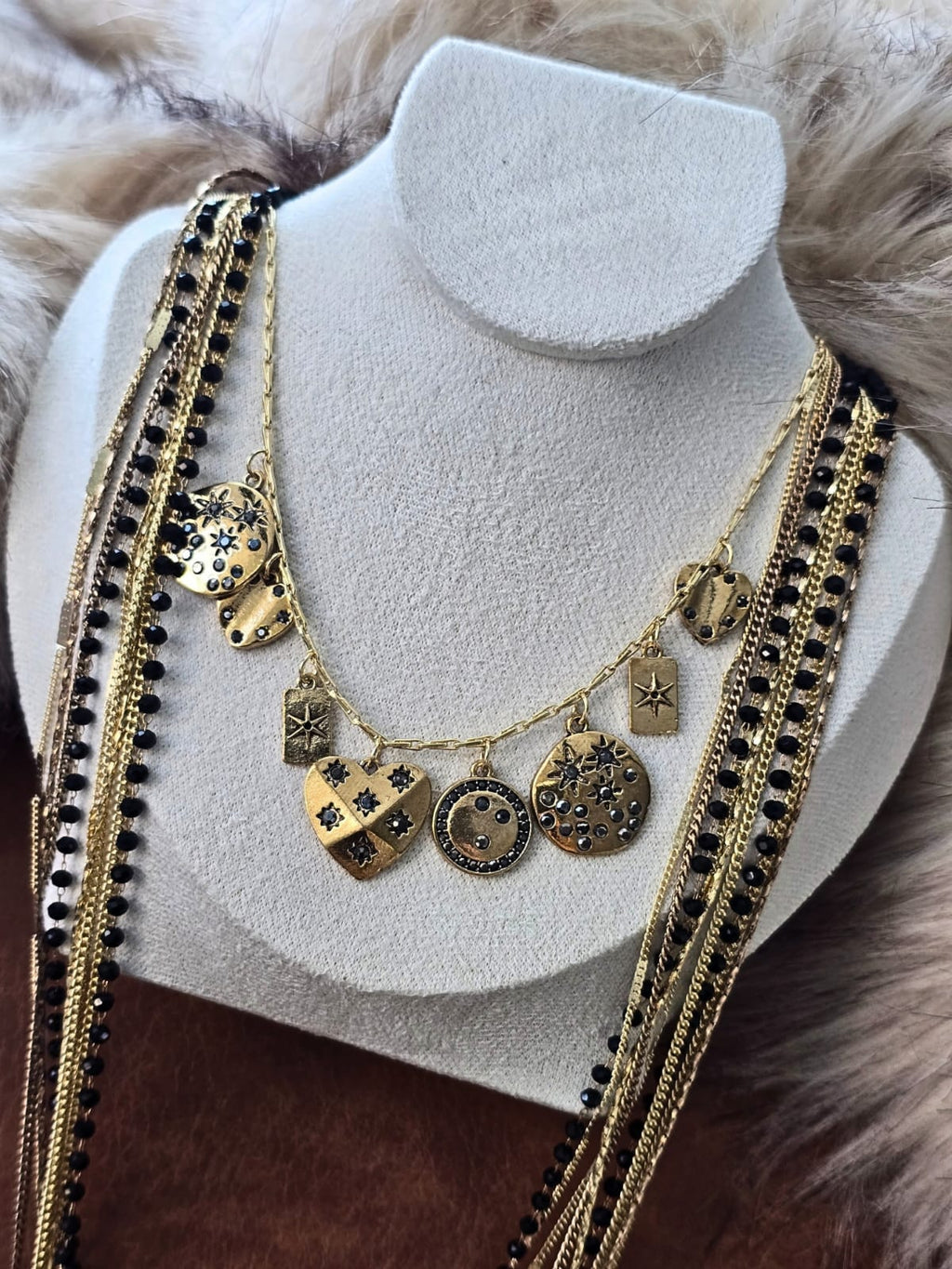 Muse Necklaces - 3'lü Zincir Madalyon Trend Kolye (KOD-372)