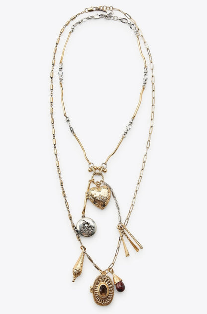 Muse Necklaces - 3'lü Zincir Madalyon Trend Kolye (KOD-373)