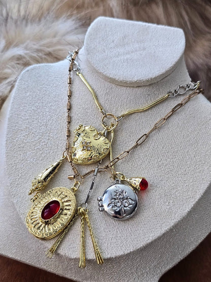 Muse Necklaces - 3'lü Zincir Madalyon Trend Kolye (KOD-373)