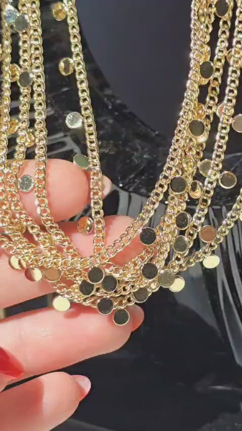 Aurelia - Ezme Pul Detaylı Gold Kaplama Kolye (KOD-297)