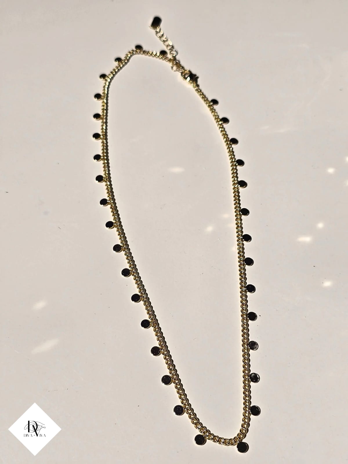 Aurelia - Ezme Pul Detaylı Gold Kaplama Kolye (KOD-297)