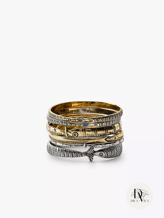 Pisces Charm Bileklik Seti – Antik Gold & Silver (KOD-219)