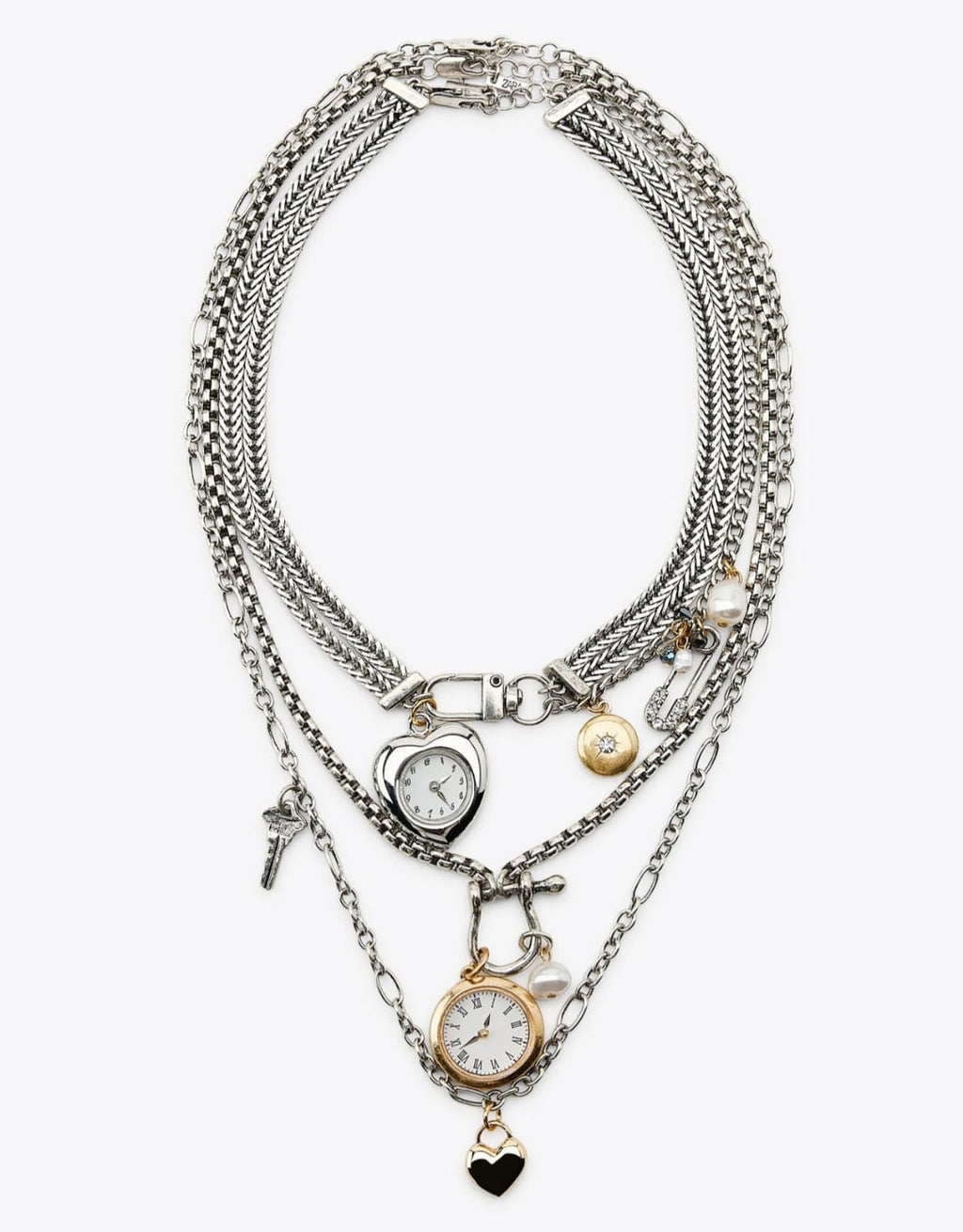 Muse Necklaces - 3'lü Zincir Saat Trend Kolye (KOD-371)