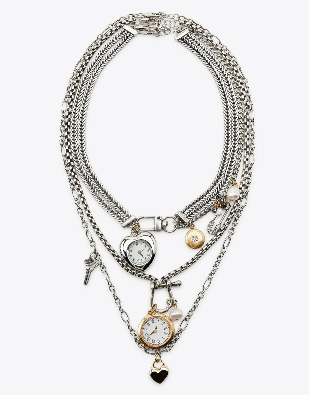 Muse Necklaces - 3'lü Zincir Saat Trend Kolye (KOD-371)