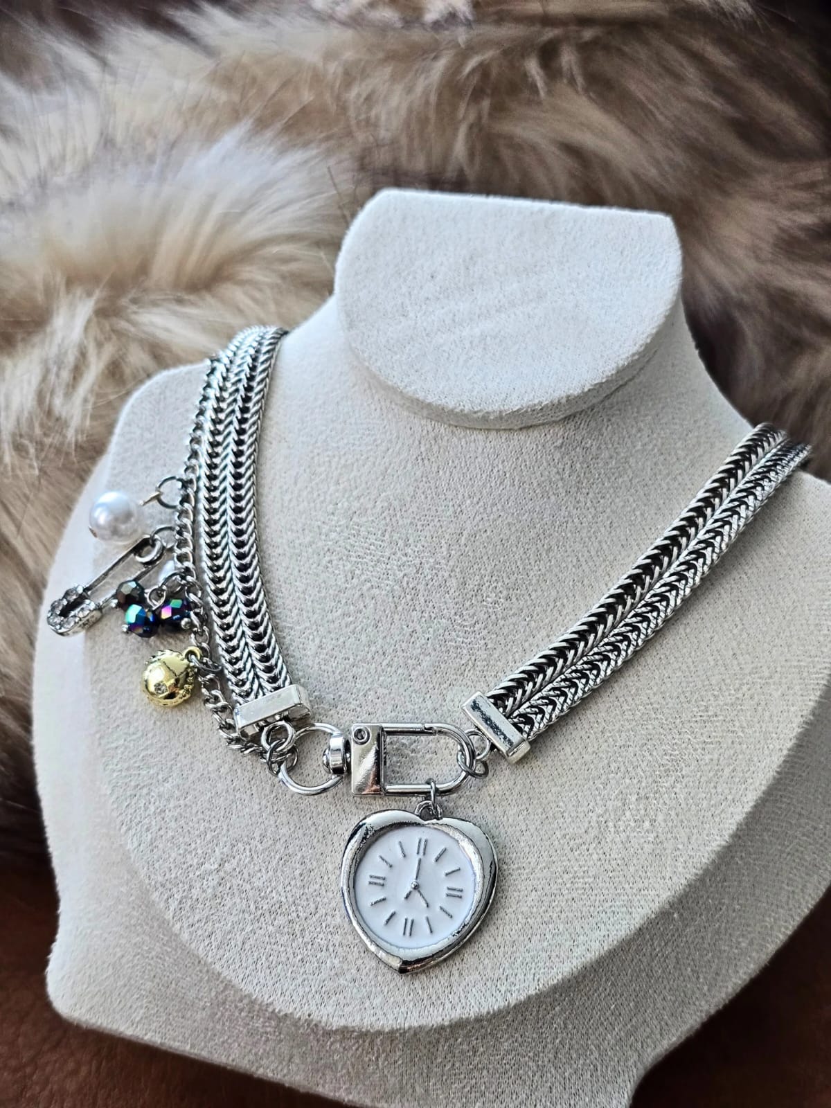 Muse Necklaces - 3'lü Zincir Saat Trend Kolye (KOD-371)