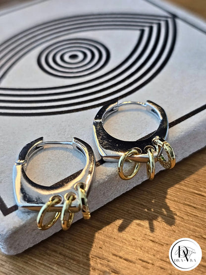 Glow Earrings – Silver Kaplama Halka Detaylı Küpe (KOD-310)