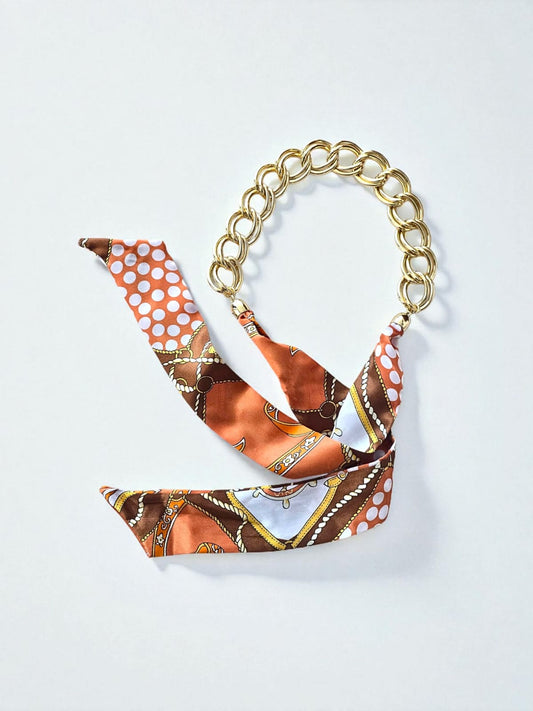 AURA Fular Serisi – Renkli Zincir Detaylı Fular (KOD-393)