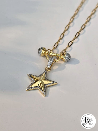 Glow Necklaces – Işıltılı Gold Kaplama Yıldız Kolye (KOD-364)