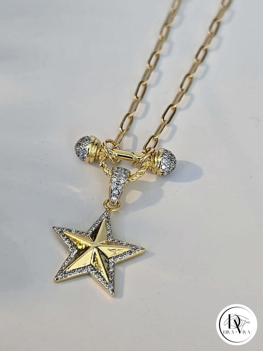 Glow Necklaces – Işıltılı Gold Kaplama Yıldız Kolye (KOD-364)