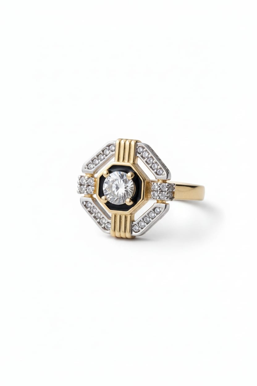 Pave Zirkon Taşlı Ayarlanabilir Açık Form Yüzük (KOD-444)